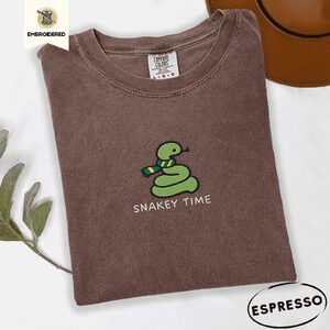 Espresso Snakey Time Embroidered T-Shirt