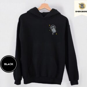 Black Space Raccoon Embroidered Hoodie