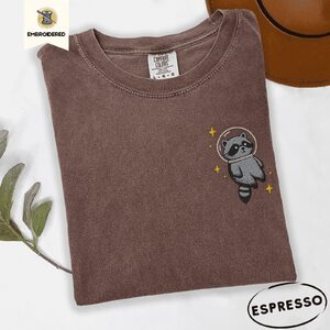 Espresso Space Raccoon Embroidered T-Shirt