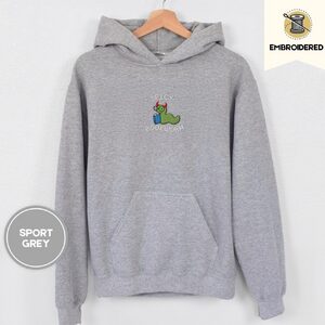 Sport Grey Spicy Bookworm Embroidered Hoodie