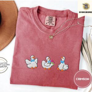Flat lay of the Spring Geese Trio Embroidered T-Shirt