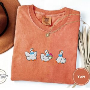Yam Spring Geese Trio Embroidered T-Shirt