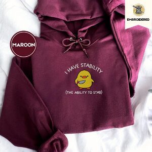 Maroon Stability Duck Embroidered Hoodie
