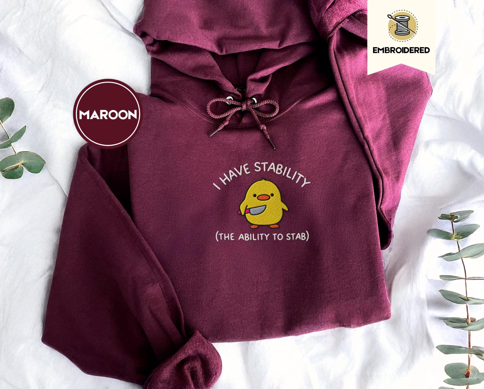 Maroon Stability Duck Embroidered Hoodie