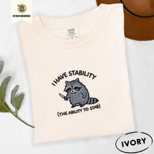 Ivory Stability Raccoon Embroidered T-Shirt