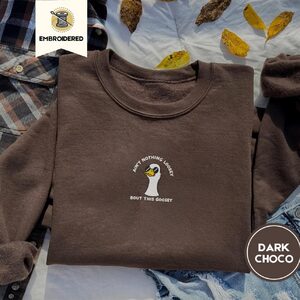 Dark Chocolate Sunglasses Goose Embroidered Sweatshirt