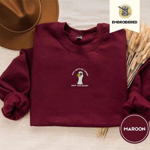 Maroon Sunglasses Goose Embroidered Sweatshirt