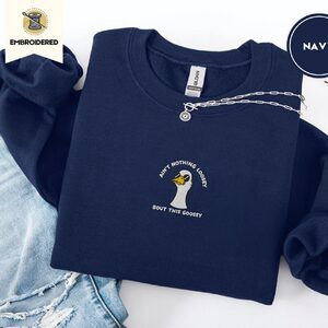 Navy Sunglasses Goose Embroidered Sweatshirt