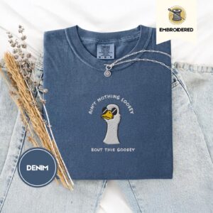 Denim Sunglasses Goose Embroidered T-Shirt