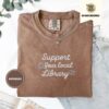 Espresso Support Your Local Library With Books Embroidered T-Shirt