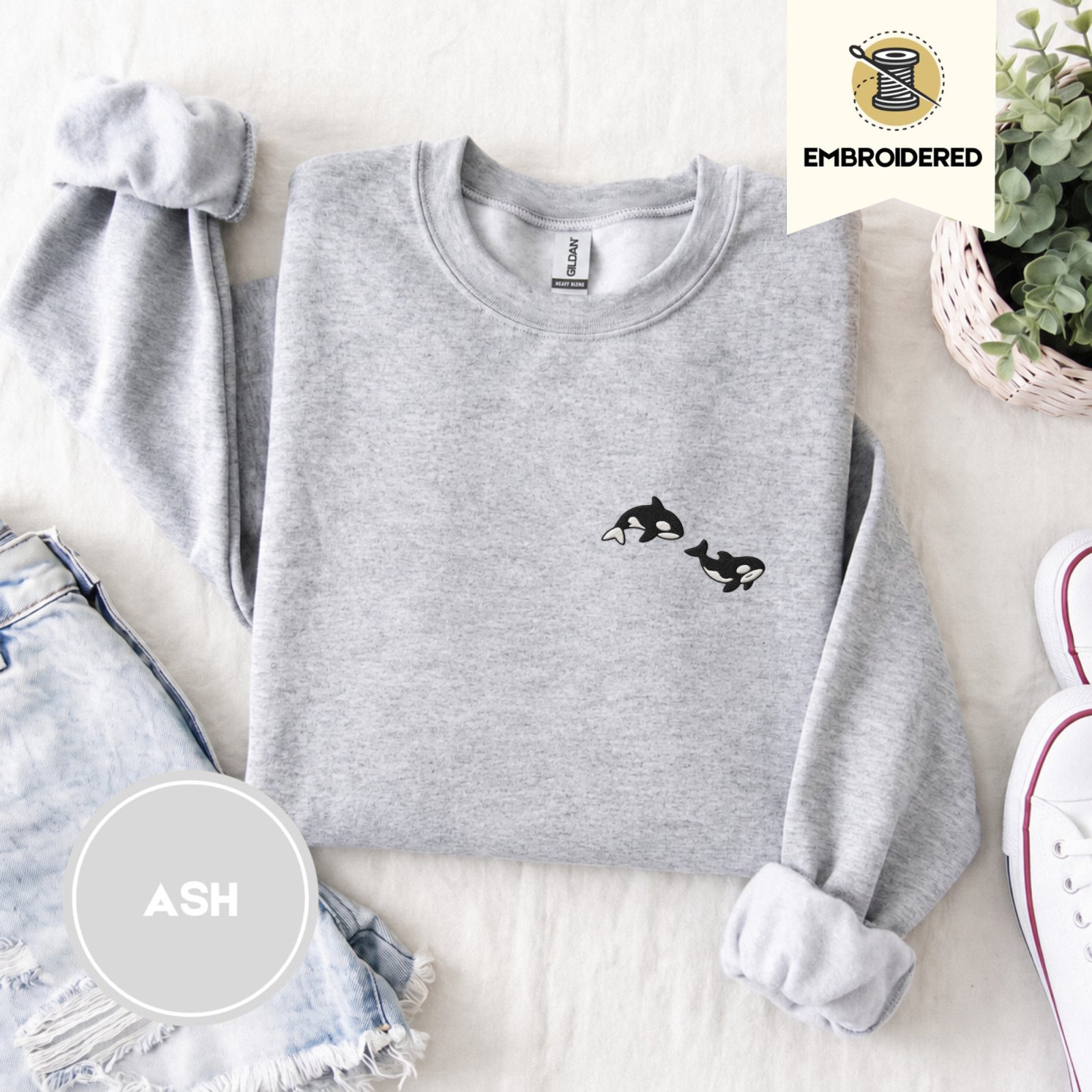 Ash Swimming Orcas Embroidered Sweatshirt