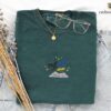 Blue Spruce Three Dragons and Golden Stars Embroidered T-Shirt