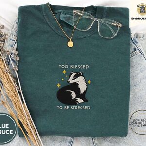Blue Spruce Too Blessed Badger Embroidered T-Shirt