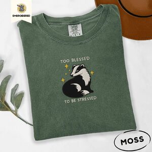 Moss Too Blessed Badger Embroidered T-Shirt