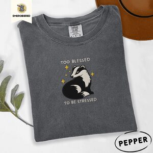 Pepper Too Blessed Badger Embroidered T-Shirt