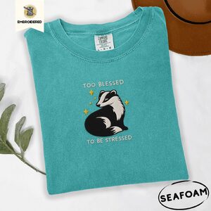 Seafoam Too Blessed Badger Embroidered T-Shirt