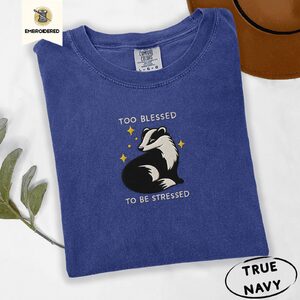 True Navy Too Blessed Badger Embroidered T-Shirt