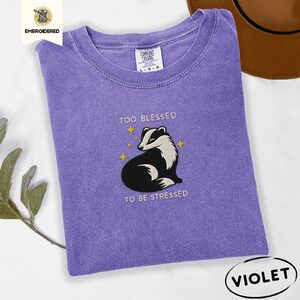 Violet Too Blessed Badger Embroidered T-Shirt