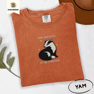 Yam Too Blessed Badger Embroidered T-Shirt