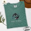 Light Green Two Orcas and Blue Stars Embroidered T-Shirt