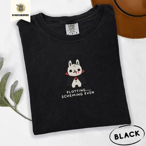 Black Vampire Bunny Embroidered T-Shirt
