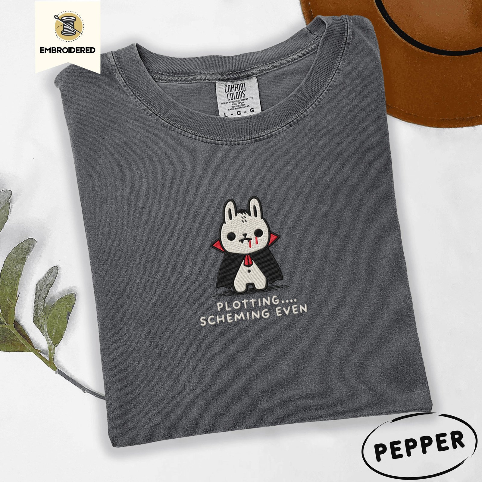 Pepper Vampire Bunny Embroidered T-Shirt