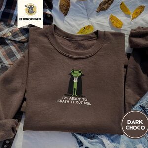 Dark Chocolate Vampire Frog Embroidered Sweatshirt