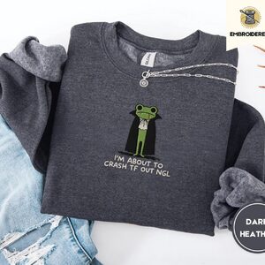 Dark Heather Vampire Frog Embroidered Sweatshirt