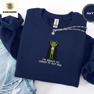 Navy Vampire Frog Embroidered Sweatshirt