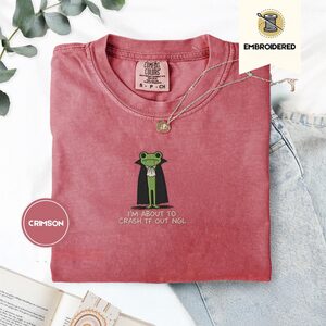 Crimson Vampire Frog Embroidered T-Shirt