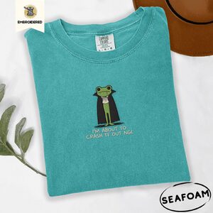 Seafoam Vampire Frog Embroidered T-Shirt