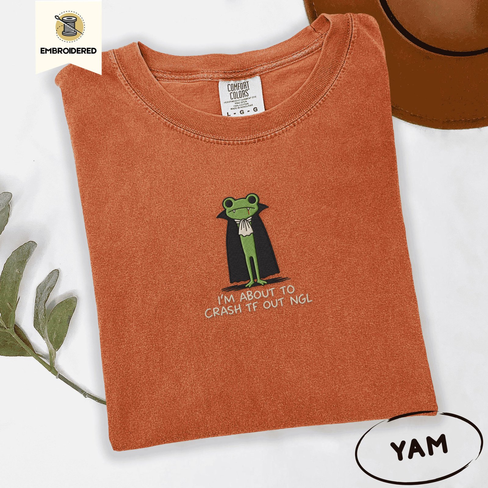 Yam Vampire Frog Embroidered T-Shirt
