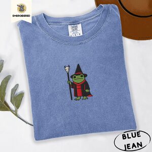 Blue Jean Warlock Frog Embroidered T-Shirt