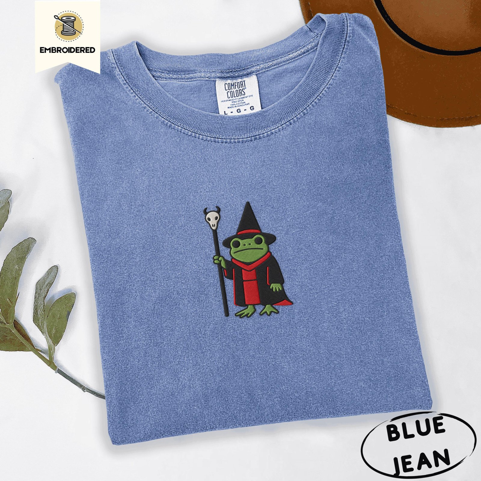 Blue Jean Warlock Frog Embroidered T-Shirt