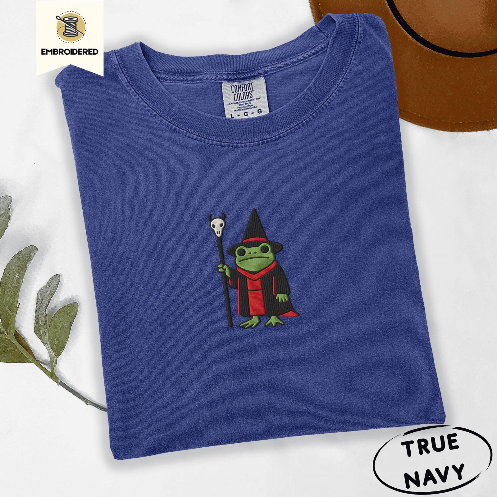 True Navy Warlock Frog Embroidered T-Shirt