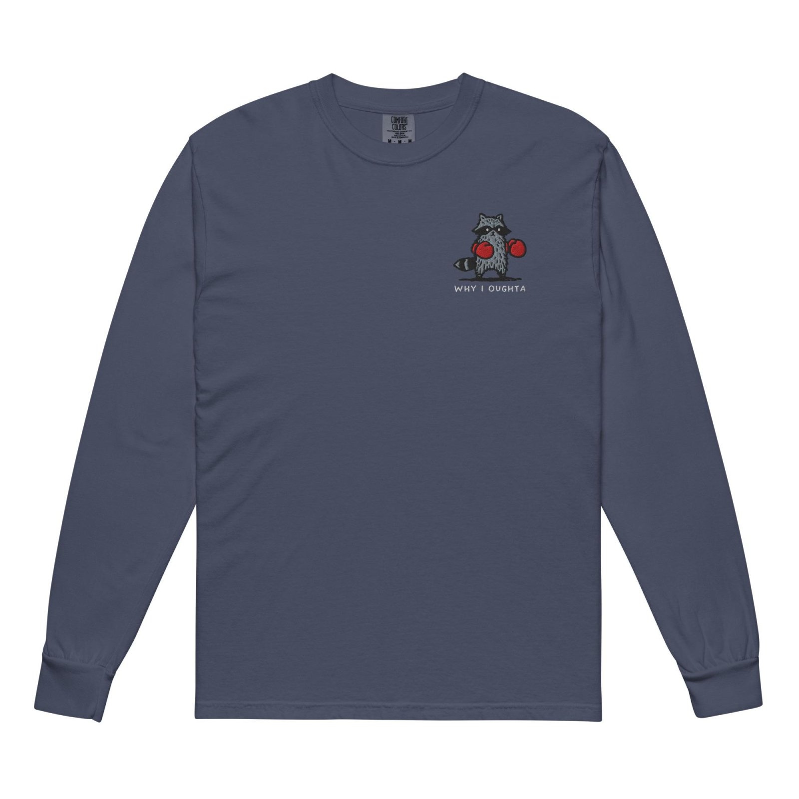 Navy Why I Oughta Raccoon Embroidered T-Shirt