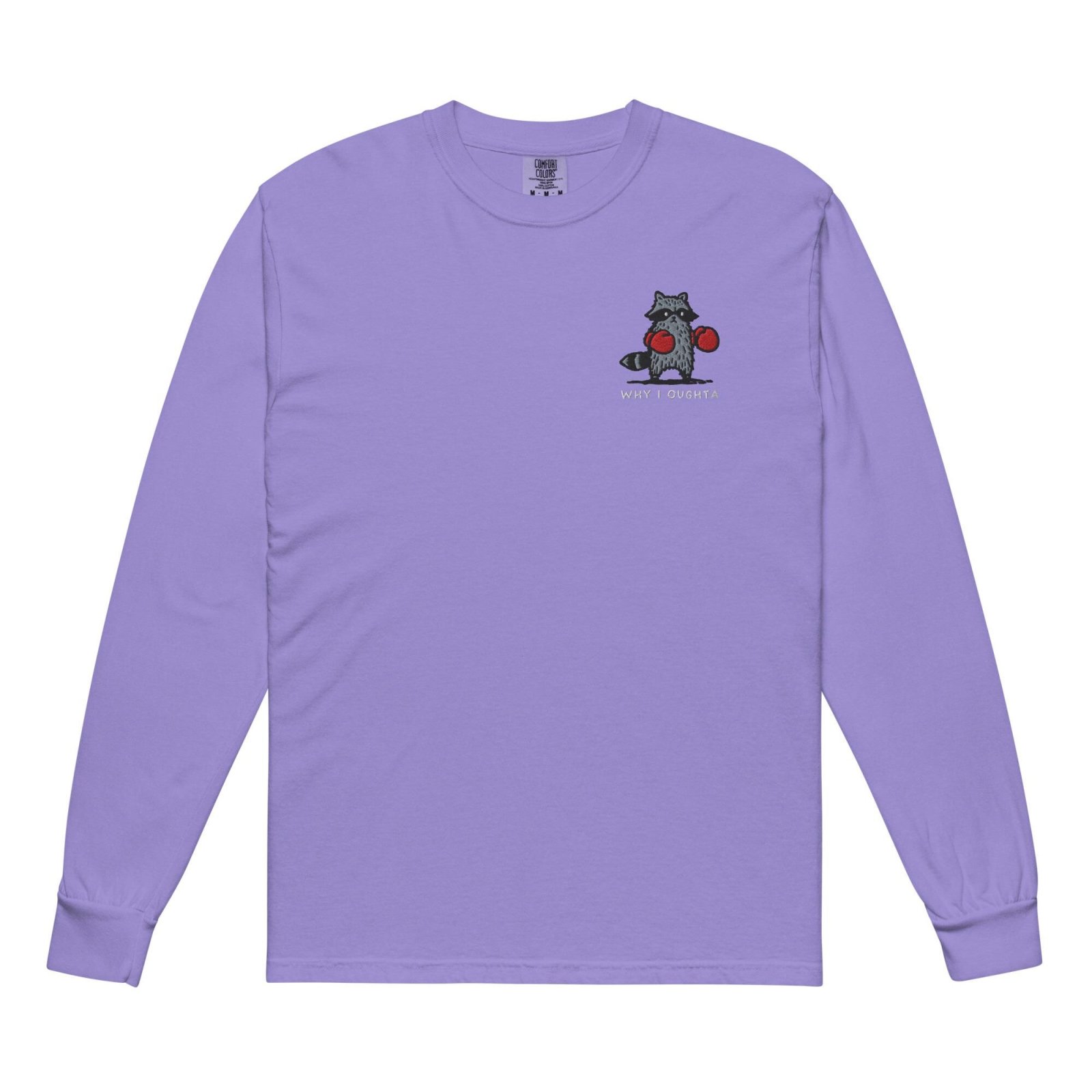 Violet Why I Oughta Raccoon Embroidered T-Shirt
