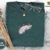 Blue Spruce Wildflower Cat Embroidered T-Shirt