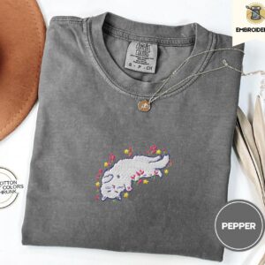 Pepper Wildflower Cat Embroidered T-Shirt