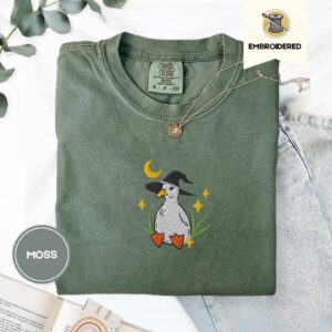 Moss Witchy Duckling Embroidered T-Shirt