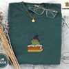 Blue Spruce Witchy Frog and Books Embroidered T-Shirt