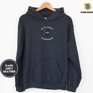 Dark Heather Wizard Frog Embroidered Hoodie