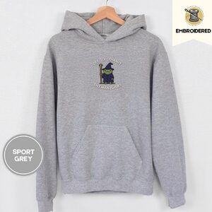 Sport Grey Wizard Frog Embroidered Hoodie