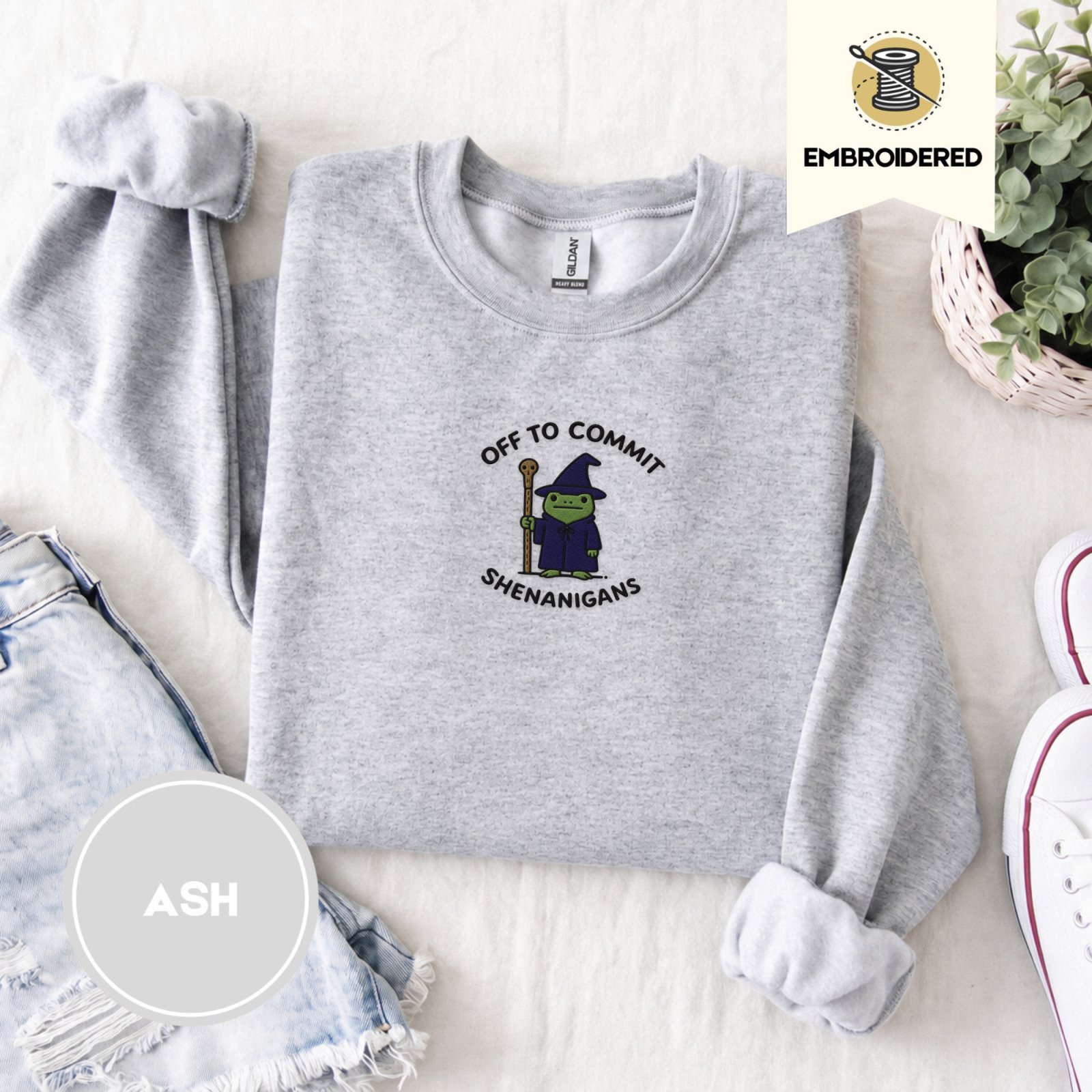 Ash Wizard Frog Embroidered Sweatshirt