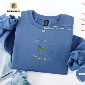 Indigo Blue Wizard Frog Shenanigans Embroidered Sweatshirt