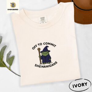 Ivory Wizard Frog Shenanigans Embroidered T-Shirt
